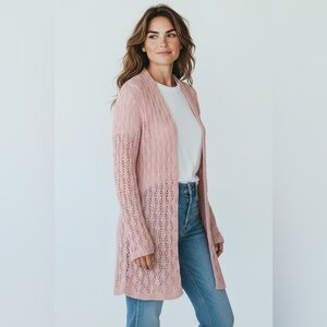 Leo & Nicole Pink Lace Knit Top